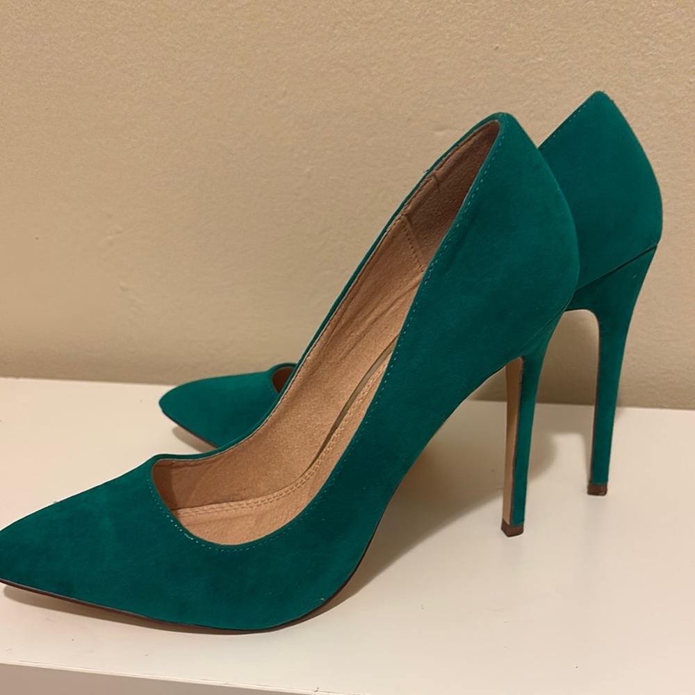 Liliana Green Stiletto Heels Suede - Picture 2 of 3